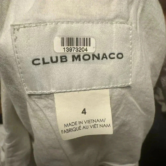 Club Monaco Linen Blazer Long Sleeves Front Button Collared Neck ivory Size 4 - Picture 6 of 8
